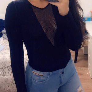 Long sleeve mesh top